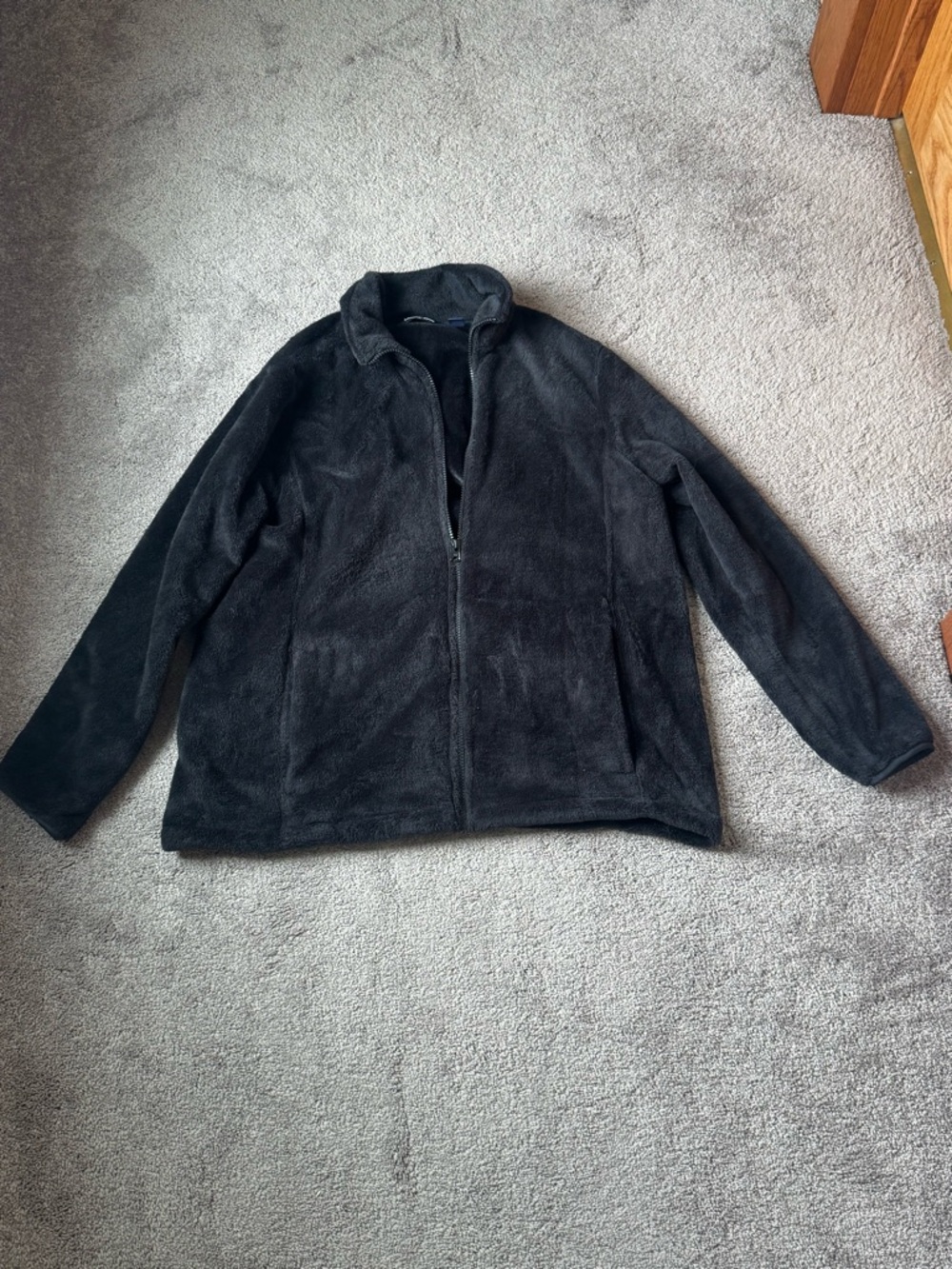 Lands’ End Black Fleece Jacket SIZE XL Full Zip Soft Cozy Lightweight Outdoor